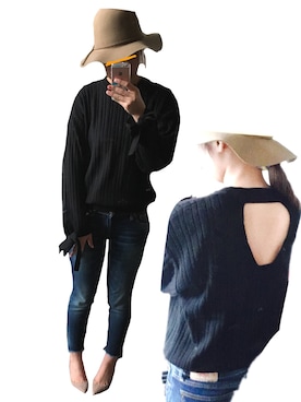 「Ungrid（アングリッド）のインディゴフレイドヘムストスリ（デニムパンツ）」を使った、tomo.さん（レディース・159cm・20代）の冬コーディネート