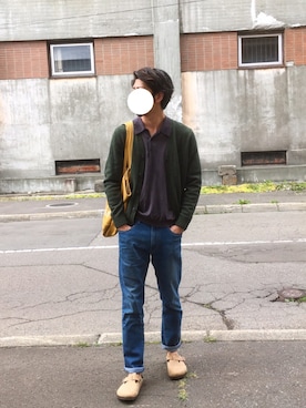 エクストラファインメリノvネックカーディガン 長袖 を使ったメンズ人気ファッションコーディネート Wear