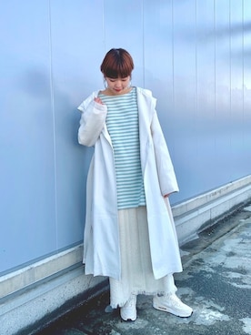 「KBF（ケイビーエフ）のアイテム（イヤリング）」を使った、おしみさん（レディース・159cm）の春コーディネート