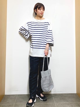 「Healthknit（ヘルスニット）のアイテム（Tシャツ/カットソー）」を使った、おしみさん（レディース・159cm）の春コーディネート