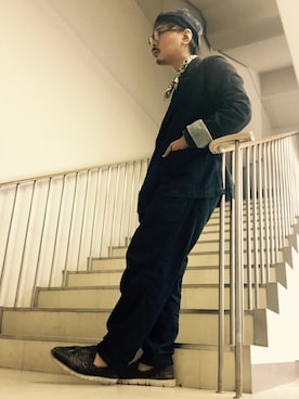 「TAKEO KIKUCHI（タケオキクチ）のアイテム（スリッポン）」を使った、Ayato Kaminaさん（メンズ・171cm）の夏コーディネート