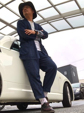 「TAKEO KIKUCHI（タケオキクチ）のアイテム（帽子）」を使った、Ayato Kaminaさん（メンズ・171cm）の春コーディネート