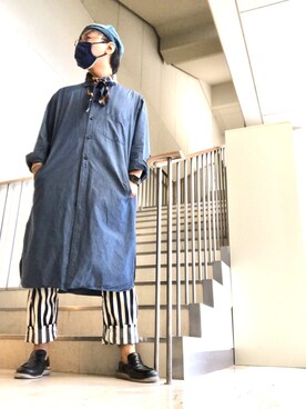 Ayato Kamina is wearing 40ｃｔ＆525 "インディゴロングシャツ"