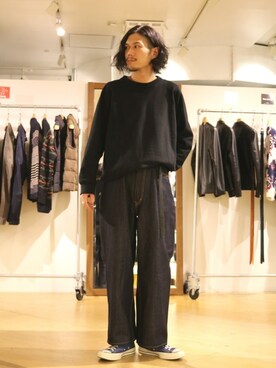 「Lui's（ルイス）のナローベルト（ベルト）」を使った、Lui's 池袋 STAFF  芳村さん（メンズ・180cm）の冬コーディネート