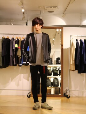 「Lui's（ルイス）のアイテム（ライダースジャケット）」を使った、Lui's 池袋 STAFF  芳村さん（メンズ・181cm）の春コーディネート
