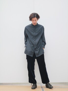 「ベルベットパンツ」｜Lui's 池袋 STAFF  芳村さん（メンズ・181cm）の秋コーディネート