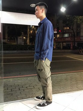 「CACO（カコ）のアイテム（パンツ）」を使った、阿得さん（メンズ・171cm）の冬コーディネート