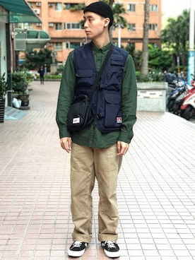 「BEN DAVIS（ベンデイビス）のアイテム（ミリタリージャケット）」を使った、阿得さん（メンズ・171cm）の冬コーディネート