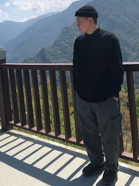 「oversize」｜「アイテム（ニットキャップ/ビーニー）」を使った、阿得さん（メンズ・171cm）の春コーディネート