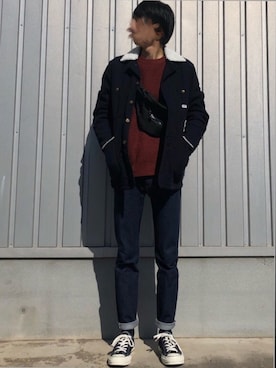 「Lee（リー）のアイテム（その他アウター）」を使った、Takuさん（メンズ・168cm）の秋コーディネート