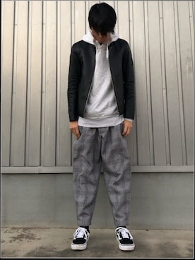 「パーティースタイル」｜「アイテム（ライダースジャケット）」を使った、Takuさん（メンズ・168cm）の秋コーディネート