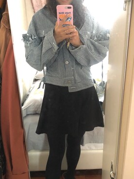 「hmのアイテム（スカート、ブラック系）」を使った、s.xyさん（レディース）の秋コーディネート
