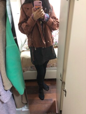 「one moreのアイテム（スカート、ブラック系）」を使った、s.xyさん（レディース）の秋コーディネート