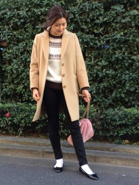 「URBAN RESEARCH ROSSO WOMEN（アーバンリサーチ　ロッソ）のアイテム（チェスターコート）」を使った、あかいろさん（レディース・163cm）の冬コーディネート