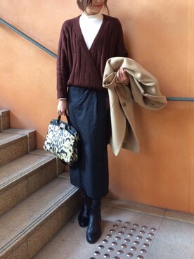 「URBAN RESEARCH ROSSO WOMEN（アーバンリサーチ　ロッソ）のアイテム（チェスターコート）」を使った、あかいろさん（レディース・163cm）の冬コーディネート