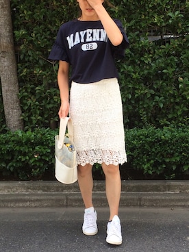 「スタンスミス」｜あかいろさん（レディース・163cm）の夏コーディネート