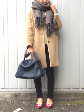 「URBAN RESEARCH ROSSO WOMEN（アーバンリサーチ　ロッソ）のアイテム（チェスターコート）」を使った、あかいろさん（レディース・163cm）の冬コーディネート