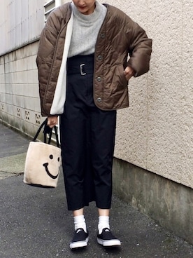 「白ソックス」｜あかいろさん（レディース・163cm）の冬コーディネート