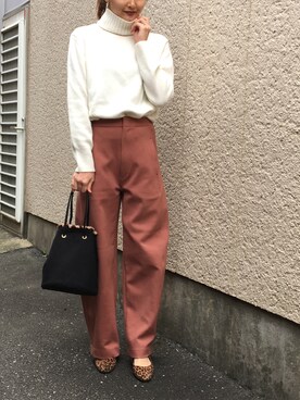 「UNITED ARROWS（ユナイテッドアローズ）のUWSC バイアス タートルネック ニット 18AW†（ニット/セーター）」を使った、あかいろさん（レディース・163cm）の冬コーディネート