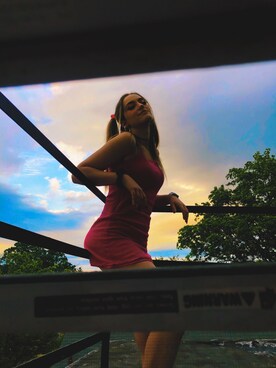 「アイテム（ドレス、ピンク系）」を使った、juliaeeveeeさん（レディース・165cm）の秋コーディネート