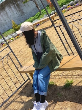 「STUSSY（ステューシー）のStock Low Pro Cap（キャップ）」を使った、Richaさん（レディース・149cm）の春コーディネート
