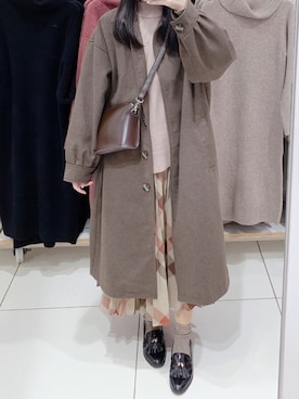 「moitytto」｜「アイテム（ステンカラーコート）」を使った、pinoさん（レディース・156cm）の秋コーディネート