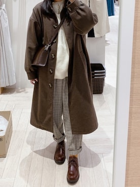 「moitytto」｜「アイテム（ステンカラーコート）」を使った、pinoさん（レディース・156cm）の冬コーディネート