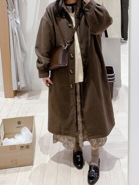 「moitytto」｜「アイテム（ステンカラーコート）」を使った、pinoさん（レディース・156cm）の冬コーディネート