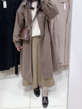 「moitytto」｜「アイテム（ステンカラーコート）」を使った、pinoさん（レディース・156cm）の冬コーディネート