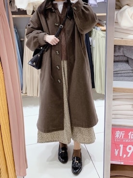 「moitytto」｜「アイテム（ステンカラーコート）」を使った、pinoさん（レディース・156cm）の冬コーディネート