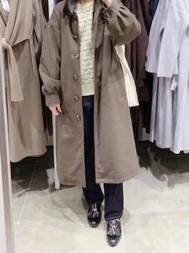 「moitytto」｜「アイテム（ステンカラーコート）」を使った、pinoさん（レディース・156cm）の冬コーディネート