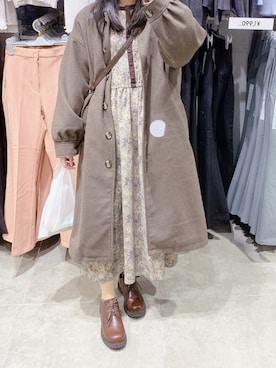 「moitytto」｜「アイテム（ステンカラーコート）」を使った、pinoさん（レディース・156cm）の冬コーディネート
