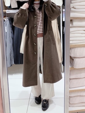 「moitytto」｜「アイテム（ステンカラーコート）」を使った、pinoさん（レディース・156cm）の冬コーディネート