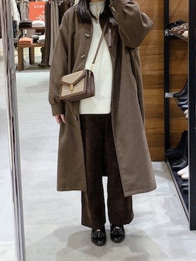 「moitytto」｜「アイテム（ステンカラーコート）」を使った、pinoさん（レディース・156cm）の冬コーディネート