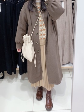 「moitytto」｜「アイテム（ステンカラーコート）」を使った、pinoさん（レディース・156cm）の冬コーディネート