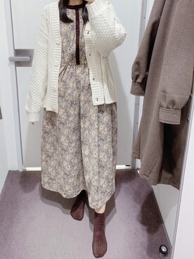 「moitytto」｜「アイテム（ステンカラーコート）」を使った、pinoさん（レディース・156cm）の冬コーディネート