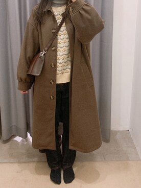 「moitytto」｜「アイテム（ステンカラーコート）」を使った、pinoさん（レディース・156cm）の冬コーディネート