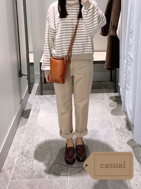 「moitytto」｜「アイテム（スウェット）」を使った、pinoさん（レディース・156cm）の春コーディネート