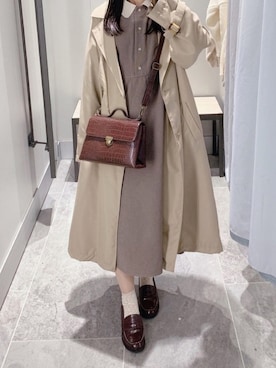 「moitytto」｜「アイテム（トレンチコート）」を使った、pinoさん（レディース・156cm）の春コーディネート