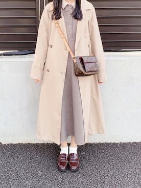 「LouisVuitton」｜「アイテム（トレンチコート）」を使った、pinoさん（レディース・156cm）の春コーディネート