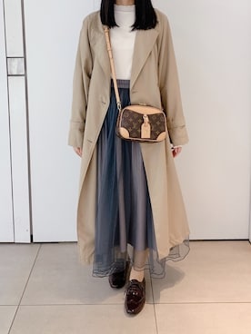 「レースアップシューズ」｜「アイテム（トレンチコート）」を使った、pinoさん（レディース・156cm）の春コーディネート