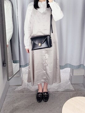 「アイテム（ワンピース/ドレス、シルバー系）」を使った、pinoさん（レディース・156cm）の春コーディネート