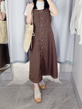 「moitytto」｜「アイテム（ジャンパースカート）」を使った、pinoさん（レディース・156cm）の夏コーディネート