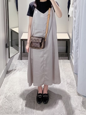 「アイテム（ワンピース/ドレス、シルバー系）」を使った、pinoさん（レディース・156cm）の夏コーディネート