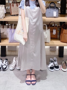 「アイテム（ワンピース/ドレス、シルバー系）」を使った、pinoさん（レディース・156cm）の夏コーディネート