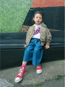 「キュロットパンツ」｜「アイテム（ジャケット/アウター）」を使った、X-girl STAGES・XLARGE KIDSさん（キッズ・107cm）の冬コーディネート