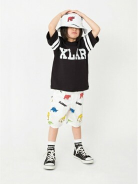 X-girl STAGES・XLARGE KIDSさんの「ダイナソー総柄バケットハット」を使ったコーディネート