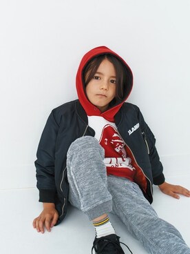 「x-girl stages」｜「アイテム（MA-1）」を使った、X-girl STAGES・XLARGE KIDSさん（キッズ・116cm）の秋コーディネート