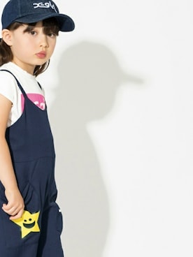 「x-girl stages」｜「アイテム（サロペット/オーバーオール）」を使った、X-girl STAGES・XLARGE KIDSさん（キッズ・107cm）の秋コーディネート