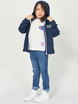 「ナイロンパーカー」｜X-girl STAGES・XLARGE KIDSさん（キッズ・114cm）の春コーディネート